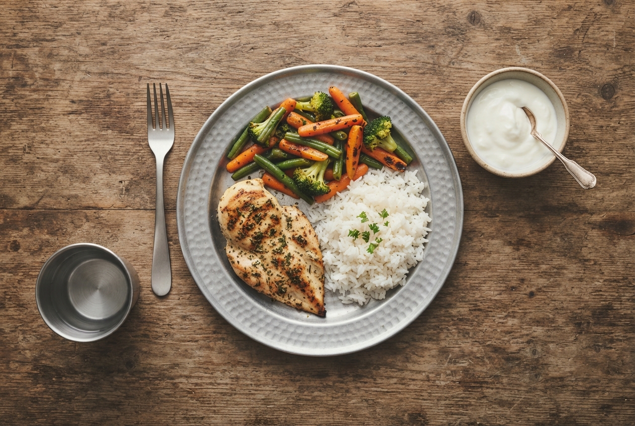 A home-cooked meal on a plate